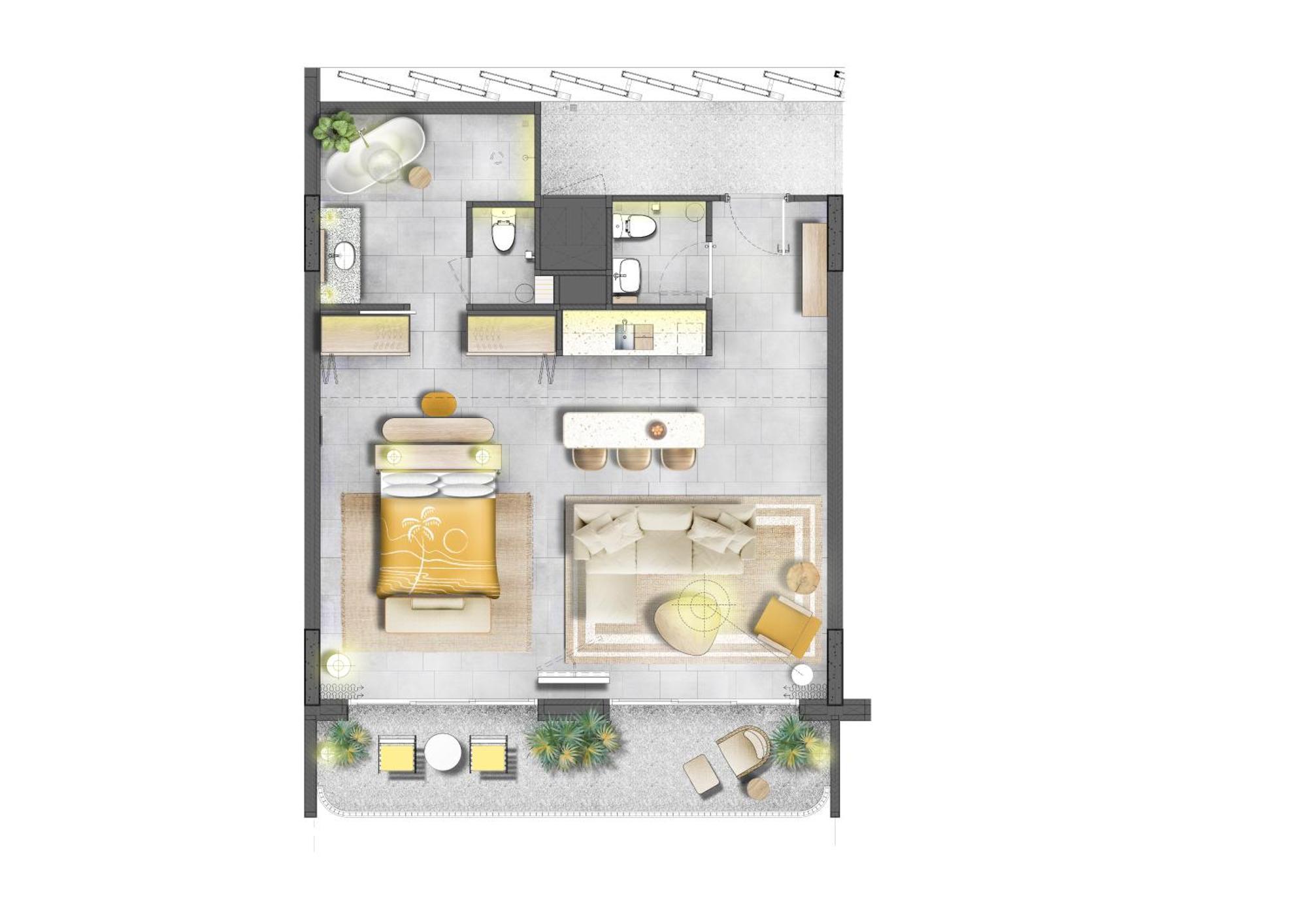 The Standard, Hua Hin Hotel Cameră foto A floor plan of a typical apartment